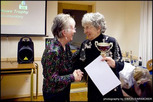 Freddy congratulates Barbara for winning the Alice Howe Trophy